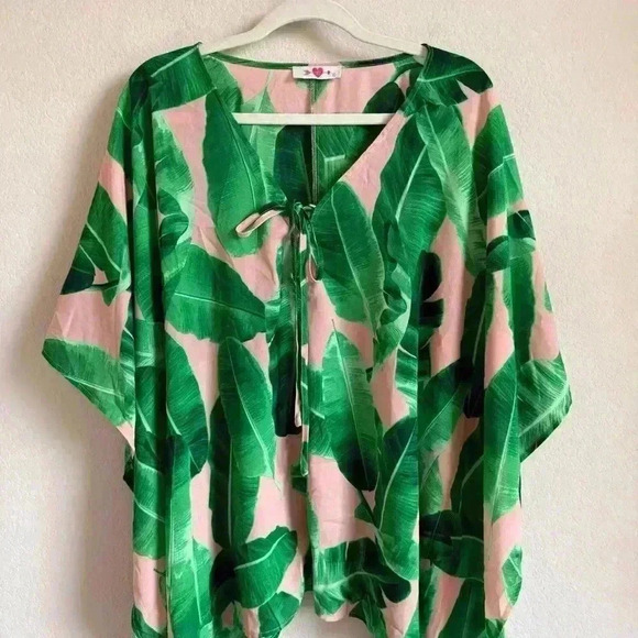 Buddy Love Women’s Kiwi Key West Boho V Neck Half Sleeve Poncho Tunic Size M/L - Picture 5 of 11